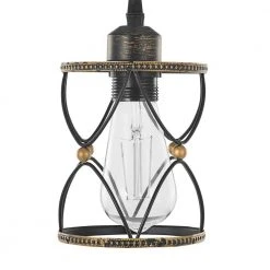 Bailey 1-Llight Antique Bronze Painted Industrial Pendant Dark Geometric Metal Wire Cage by TRIBESIGNS WAY TO ORIGIN