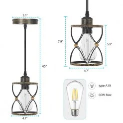 Bailey 1-Llight Antique Bronze Painted Industrial Pendant Dark Geometric Metal Wire Cage by TRIBESIGNS WAY TO ORIGIN -Outlet OttLite Store antique bronze tribesigns way to origin chandeliers hd zssf0095 77 1000