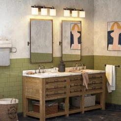 Sage 24 in. 3-Lights Modern Contemporary Antique Bronze Bathroom Vanity Lights with Oval Cylinder Shape Opal Glass Shade by TRIBESIGNS WAY TO ORIGIN -Outlet OttLite Store antique bronze tribesigns way to origin vanity lighting hd sf0040 31 1000