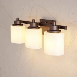 Sage 24 in. 3-Lights Modern Contemporary Antique Bronze Bathroom Vanity Lights with Oval Cylinder Shape Opal Glass Shade by TRIBESIGNS WAY TO ORIGIN -Outlet OttLite Store antique bronze tribesigns way to origin vanity lighting hd sf0040 4f 1000