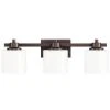 Sage 24 in. 3-Lights Modern Contemporary Antique Bronze Bathroom Vanity Lights with Oval Cylinder Shape Opal Glass Shade by TRIBESIGNS WAY TO ORIGIN