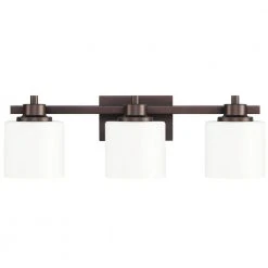Sage 24 in. 3-Lights Modern Contemporary Antique Bronze Bathroom Vanity Lights with Oval Cylinder Shape Opal Glass Shade by TRIBESIGNS WAY TO ORIGIN