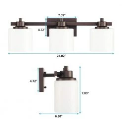 Sage 24 in. 3-Lights Modern Contemporary Antique Bronze Bathroom Vanity Lights with Oval Cylinder Shape Opal Glass Shade by TRIBESIGNS WAY TO ORIGIN -Outlet OttLite Store antique bronze tribesigns way to origin vanity lighting hd sf0040 77 1000