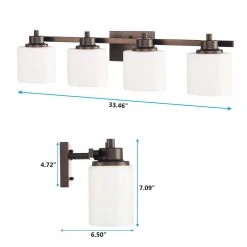 Sage 33.25 in. 4-Lights Modern Antique Bronze Bathroom Vanity Lights with Oval Cylinder Shape Opal Glass Shade by TRIBESIGNS WAY TO ORIGIN -Outlet OttLite Store antique bronze tribesigns way to origin vanity lighting hd sf0042 77 1000