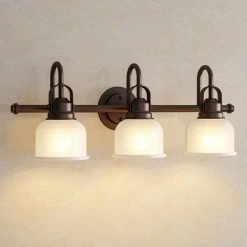 Sabine 25 in. 3-Lights Transitional Antique Bronze Bathroom Vanity Lights with Dome Shape Prismatic Frosted Glass Shade by TRIBESIGNS WAY TO ORIGIN 12 Sabine 25 in. 3-Lights Transitional Antique Bronze Bathroom Vanity Lights with Dome Shape Prismatic Frosted Glass Shade by TRIBESIGNS WAY TO ORIGIN -Outlet OttLite Store antique bronze tribesigns way to origin vanity lighting hd sf0047 4f 1000