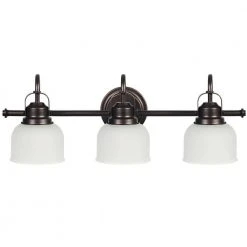 Sabine 25 in. 3-Lights Transitional Antique Bronze Bathroom Vanity Lights with Dome Shape Prismatic Frosted Glass Shade by TRIBESIGNS WAY TO ORIGIN