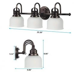 Sabine 25 in. 3-Lights Transitional Antique Bronze Bathroom Vanity Lights with Dome Shape Prismatic Frosted Glass Shade by TRIBESIGNS WAY TO ORIGIN 10 Sabine 25 in. 3-Lights Transitional Antique Bronze Bathroom Vanity Lights with Dome Shape Prismatic Frosted Glass Shade by TRIBESIGNS WAY TO ORIGIN -Outlet OttLite Store antique bronze tribesigns way to origin vanity lighting hd sf0047 77 1000