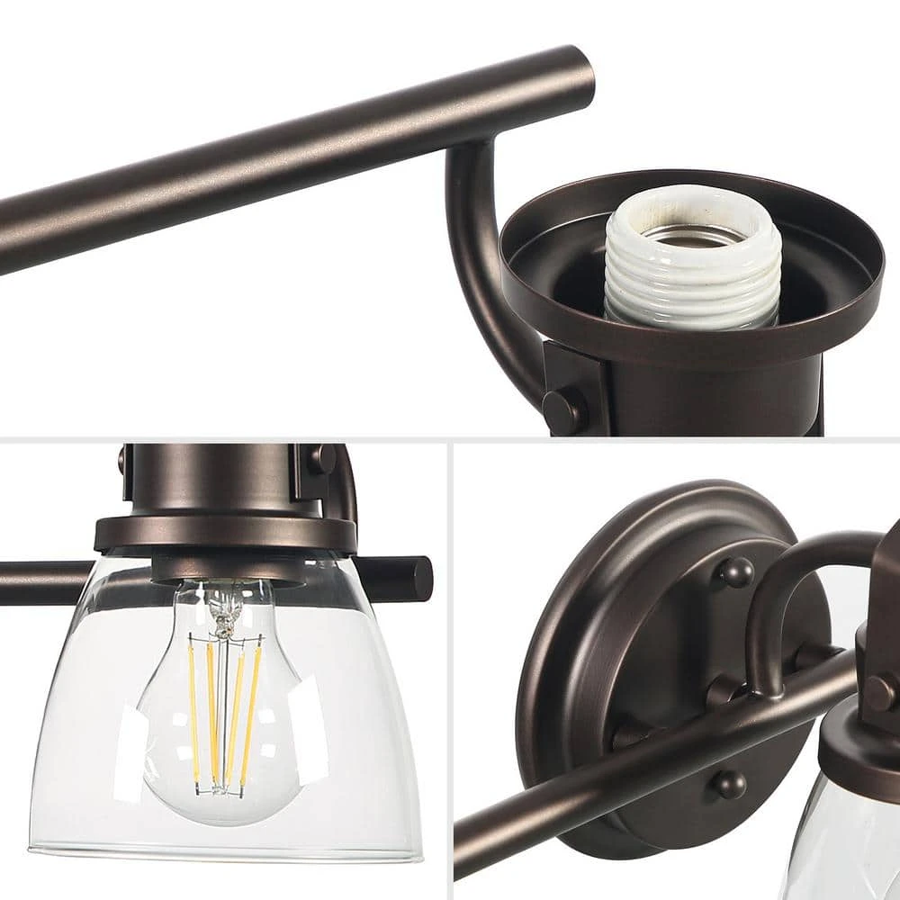 Sadie 24.75 in. 3-Lights Modern Coastal Antique Bronze Bathroom Vanity Lights with Bowl Shape Clear Glass Shade by TRIBESIGNS WAY TO ORIGIN 7 Sadie 24.75 in. 3-Lights Modern Coastal Antique Bronze Bathroom Vanity Lights with Bowl Shape Clear Glass Shade by TRIBESIGNS WAY TO ORIGIN - Image 7