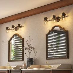 Sadie 24.75 in. 3-Lights Modern Coastal Antique Bronze Bathroom Vanity Lights with Bowl Shape Clear Glass Shade by TRIBESIGNS WAY TO ORIGIN 17 Sadie 24.75 in. 3-Lights Modern Coastal Antique Bronze Bathroom Vanity Lights with Bowl Shape Clear Glass Shade by TRIBESIGNS WAY TO ORIGIN -Outlet OttLite Store antique bronze tribesigns way to origin vanity lighting hd sf0056 31 1000