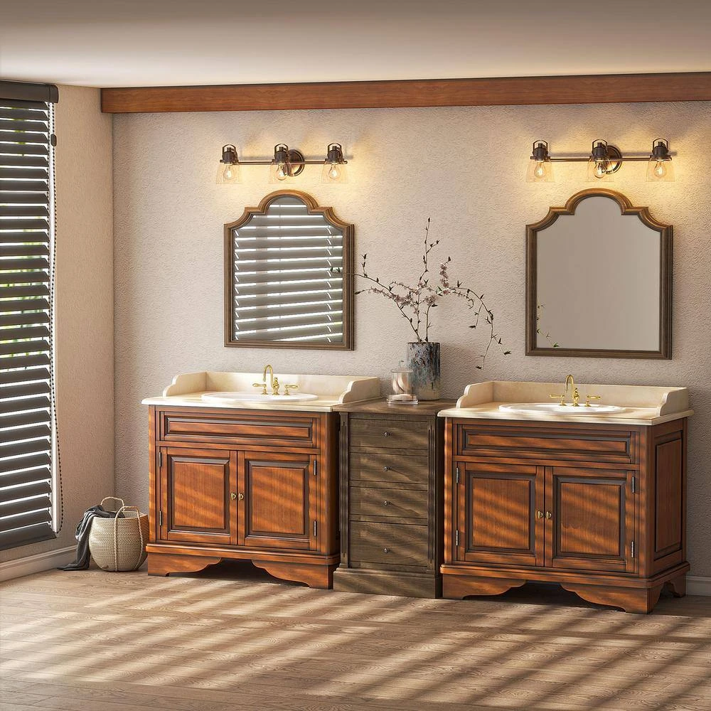 Sadie 24.75 in. 3-Lights Modern Coastal Antique Bronze Bathroom Vanity Lights with Bowl Shape Clear Glass Shade by TRIBESIGNS WAY TO ORIGIN 8 Sadie 24.75 in. 3-Lights Modern Coastal Antique Bronze Bathroom Vanity Lights with Bowl Shape Clear Glass Shade by TRIBESIGNS WAY TO ORIGIN - Image 8