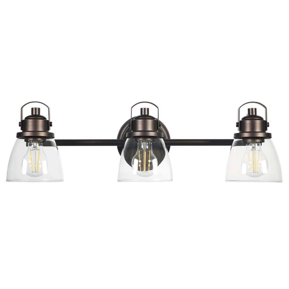 Sadie 24.75 in. 3-Lights Modern Coastal Antique Bronze Bathroom Vanity Lights with Bowl Shape Clear Glass Shade by TRIBESIGNS WAY TO ORIGIN 1 Sadie 24.75 in. 3-Lights Modern Coastal Antique Bronze Bathroom Vanity Lights with Bowl Shape Clear Glass Shade by TRIBESIGNS WAY TO ORIGIN