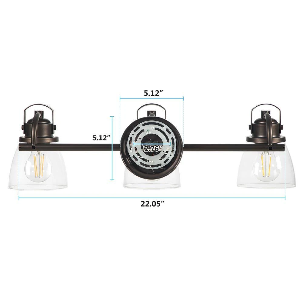 Sadie 24.75 in. 3-Lights Modern Coastal Antique Bronze Bathroom Vanity Lights with Bowl Shape Clear Glass Shade by TRIBESIGNS WAY TO ORIGIN 3 Sadie 24.75 in. 3-Lights Modern Coastal Antique Bronze Bathroom Vanity Lights with Bowl Shape Clear Glass Shade by TRIBESIGNS WAY TO ORIGIN - Image 3