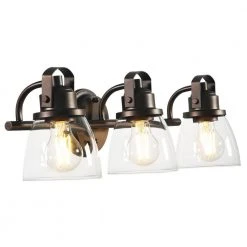 Sadie 24.75 in. 3-Lights Modern Coastal Antique Bronze Bathroom Vanity Lights with Bowl Shape Clear Glass Shade by TRIBESIGNS WAY TO ORIGIN 13 Sadie 24.75 in. 3-Lights Modern Coastal Antique Bronze Bathroom Vanity Lights with Bowl Shape Clear Glass Shade by TRIBESIGNS WAY TO ORIGIN -Outlet OttLite Store antique bronze tribesigns way to origin vanity lighting hd sf0056 c3 1000