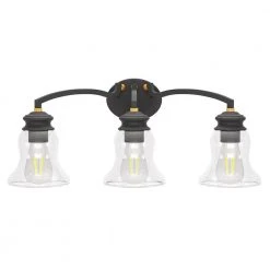 Sabine 24 in. 3-Light Antique Bronze Bathroom Vanity Light with Bell Shaped Frosted Glass Shades by TRIBESIGNS WAY TO ORIGIN