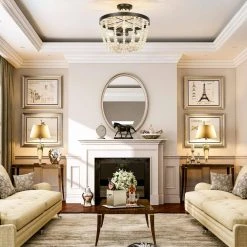 Bailey 3-Light 15.35 in. Black Beige Crystal Semi-Flush Mount Light by TRIBESIGNS WAY TO ORIGIN -Outlet OttLite Store beige tribesigns way to origin flush mount lights hd sf0131zy 40 1000