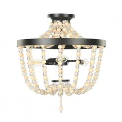 Bailey 3-Light 15.35 in. Black Beige Crystal Semi-Flush Mount Light by TRIBESIGNS WAY TO ORIGIN