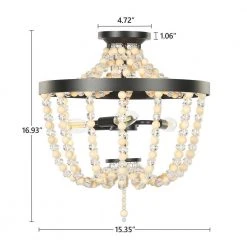 Bailey 3-Light 15.35 in. Black Beige Crystal Semi-Flush Mount Light by TRIBESIGNS WAY TO ORIGIN -Outlet OttLite Store beige tribesigns way to origin flush mount lights hd sf0131zy 77 1000