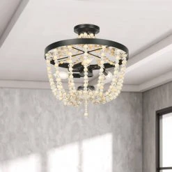 Bailey 3-Light 15.35 in. Black Beige Crystal Semi-Flush Mount Light by TRIBESIGNS WAY TO ORIGIN -Outlet OttLite Store beige tribesigns way to origin flush mount lights hd sf0131zy c3 1000