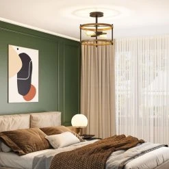 12.8 in. 2-Light Crystal Black Walnut Flush Mount Ceiling Light Rustic Farmhouse Fixture Industrial Metal Home Office by TRIBESIGNS WAY TO ORIGIN -Outlet OttLite Store black and walnut tribesigns way to origin flush mount lights th sf0202 wzz 44 1000