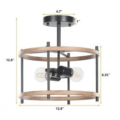 12.8 in. 2-Light Crystal Black Walnut Flush Mount Ceiling Light Rustic Farmhouse Fixture Industrial Metal Home Office by TRIBESIGNS WAY TO ORIGIN -Outlet OttLite Store black and walnut tribesigns way to origin flush mount lights th sf0202 wzz 76 1000