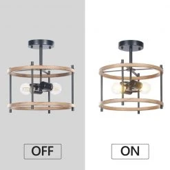 12.8 in. 2-Light Crystal Black Walnut Flush Mount Ceiling Light Rustic Farmhouse Fixture Industrial Metal Home Office by TRIBESIGNS WAY TO ORIGIN -Outlet OttLite Store black and walnut tribesigns way to origin flush mount lights th sf0202 wzz c3 1000