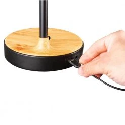 25 in. Black Wireless Charging LED Table Lamp by OttLite -Outlet OttLite Store black faux wood grain ottlite lamp bases csaqa4k9 shpr fa 1000