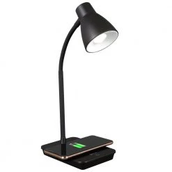 15.5 in. Black Wellness Series Infuse LED Desk Lamp with Wireless and USB Charging by OttLite