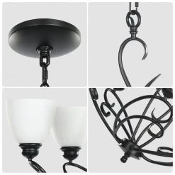 Bailey 5-Light Black Chandelier with Opal Bowl Glass Shape for Living Room, Bedroom by TRIBESIGNS WAY TO ORIGIN -Outlet OttLite Store black tribesigns way to origin chandeliers hd 0126sfl 1d 1000