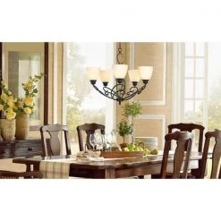 Bailey 5-Light Black Chandelier with Opal Bowl Glass Shape for Living Room, Bedroom by TRIBESIGNS WAY TO ORIGIN -Outlet OttLite Store black tribesigns way to origin chandeliers hd 0126sfl 31 1000