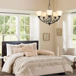 Bailey 5-Light Black Chandelier with Opal Bowl Glass Shape for Living Room, Bedroom by TRIBESIGNS WAY TO ORIGIN -Outlet OttLite Store black tribesigns way to origin chandeliers hd 0126sfl 44 1000