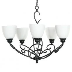 Bailey 5-Light Black Chandelier with Opal Bowl Glass Shape for Living Room, Bedroom by TRIBESIGNS WAY TO ORIGIN