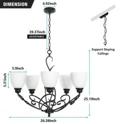 Bailey 5-Light Black Chandelier with Opal Bowl Glass Shape for Living Room, Bedroom by TRIBESIGNS WAY TO ORIGIN -Outlet OttLite Store black tribesigns way to origin chandeliers hd 0126sfl d4 1000