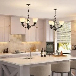 Bailey 3-Light Black Craftsman Classic Chandelier, with Opal Glass Shade and Vintage Creative Wrought Iron Accents by TRIBESIGNS WAY TO ORIGIN -Outlet OttLite Store black tribesigns way to origin chandeliers hd ggsf0127 40 1000