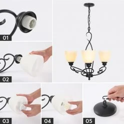 Bailey 3-Light Black Craftsman Classic Chandelier, with Opal Glass Shade and Vintage Creative Wrought Iron Accents by TRIBESIGNS WAY TO ORIGIN -Outlet OttLite Store black tribesigns way to origin chandeliers hd ggsf0127 44 1000