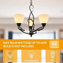 Bailey 3-Light Black Craftsman Classic Chandelier, with Opal Glass Shade and Vintage Creative Wrought Iron Accents by TRIBESIGNS WAY TO ORIGIN -Outlet OttLite Store black tribesigns way to origin chandeliers hd ggsf0127 fa 1000