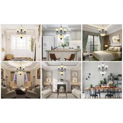 Bailey 4-Light Black 2-Tier Chandelier with Bell Opaline Glass Shape by TRIBESIGNS WAY TO ORIGIN -Outlet OttLite Store black tribesigns way to origin chandeliers hd sf0121l 31 1000