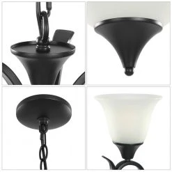 Bailey 4-Light Black 2-Tier Chandelier with Bell Opaline Glass Shape by TRIBESIGNS WAY TO ORIGIN -Outlet OttLite Store black tribesigns way to origin chandeliers hd sf0121l fa 1000