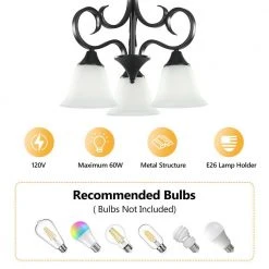 Bailey 3-Light Black Traditional Chandelier with Opaline Glass Shade by TRIBESIGNS WAY TO ORIGIN -Outlet OttLite Store black tribesigns way to origin chandeliers hd sf0123 cx 44 1000