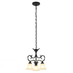 Bailey 3-Light Black Traditional Chandelier with Opaline Glass Shade by TRIBESIGNS WAY TO ORIGIN