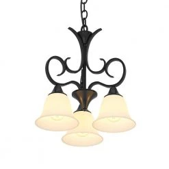 Bailey 3-Light Black Traditional Chandelier with Opaline Glass Shade by TRIBESIGNS WAY TO ORIGIN -Outlet OttLite Store black tribesigns way to origin chandeliers hd sf0123 cx 77 1000