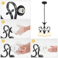 Bailey 3-Light Black Traditional Chandelier with Opaline Glass Shade by TRIBESIGNS WAY TO ORIGIN -Outlet OttLite Store black tribesigns way to origin chandeliers hd sf0123 cx fa 1000