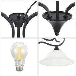 2-Light Matte Black Pendant Light with Bell Opaline Glass Shape and Curved Light Pole for Kitchen Island by TRIBESIGNS WAY TO ORIGIN -Outlet OttLite Store black tribesigns way to origin chandeliers hd sf0124l 1f 1000