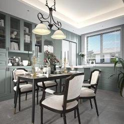 2-Light Matte Black Pendant Light with Bell Opaline Glass Shape and Curved Light Pole for Kitchen Island by TRIBESIGNS WAY TO ORIGIN -Outlet OttLite Store black tribesigns way to origin chandeliers hd sf0124l 31 1000