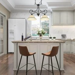 2-Light Matte Black Pendant Light with Bell Opaline Glass Shape and Curved Light Pole for Kitchen Island by TRIBESIGNS WAY TO ORIGIN -Outlet OttLite Store black tribesigns way to origin chandeliers hd sf0124l c3 1000