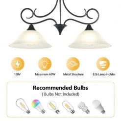 2-Light Matte Black Pendant Light with Bell Opaline Glass Shape and Curved Light Pole for Kitchen Island by TRIBESIGNS WAY TO ORIGIN -Outlet OttLite Store black tribesigns way to origin chandeliers hd sf0124l fa 1000