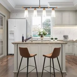 Crystal Iron 4-Light Black Linear Island Pendant, Industrial Gold Modern Kitchen Matte Chandelier Striped Glass by TRIBESIGNS WAY TO ORIGIN -Outlet OttLite Store black tribesigns way to origin chandeliers hd sf0125 wzz 44 1000