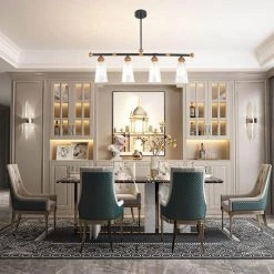 Crystal Iron 4-Light Black Linear Island Pendant, Industrial Gold Modern Kitchen Matte Chandelier Striped Glass by TRIBESIGNS WAY TO ORIGIN -Outlet OttLite Store black tribesigns way to origin chandeliers hd sf0125 wzz c3 1000