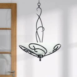Bailey 3-Light Black Craftsman Chandelier with Opaline Glass Shade by TRIBESIGNS WAY TO ORIGIN -Outlet OttLite Store black tribesigns way to origin chandeliers hd sf0128 cx 31 1000
