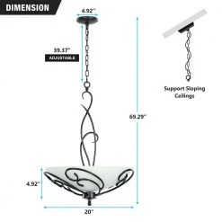 Bailey 3-Light Black Craftsman Chandelier with Opaline Glass Shade by TRIBESIGNS WAY TO ORIGIN -Outlet OttLite Store black tribesigns way to origin chandeliers hd sf0128 cx 76 1000