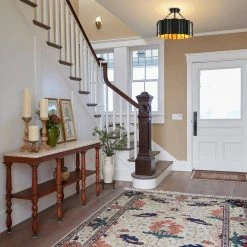 Bailey 3-Light Black Semi-Flush Mounted Light with Stamped Corrugated Metal by TRIBESIGNS WAY TO ORIGIN -Outlet OttLite Store black tribesigns way to origin chandeliers hd sf0180 4f 1000